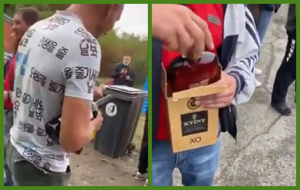VIDEO // INCREDIBIL: Un grup de moldoveni au decis să consume alcoolul pe care vameșii i-au obligat să-l arunce
